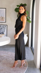 Elegant Satin Halterneck Dress