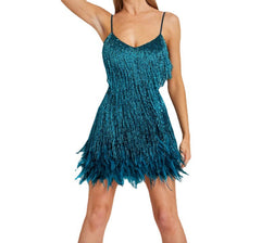 Feathered Elegance Fringe Dress