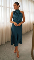 Elegant Satin Halterneck Dress