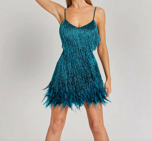 Feathered Elegance Fringe Dress