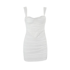 Seductive Mesh Halter Ruched Bodycon Party Dress