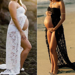 Sexy Maternity Dress - Strapless Lace Maxi