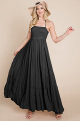 Bohemian Dream Pleated Backless Maxi Dress
