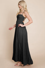 Bohemian Dream Pleated Backless Maxi Dress