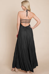 Bohemian Dream Pleated Backless Maxi Dress