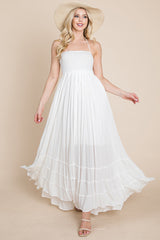 Bohemian Dream Pleated Backless Maxi Dress
