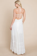 Bohemian Dream Pleated Backless Maxi Dress