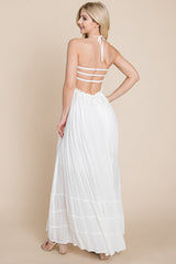 Bohemian Dream Pleated Backless Maxi Dress