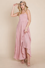 Bohemian Dream Pleated Backless Maxi Dress