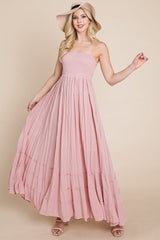 Bohemian Dream Pleated Backless Maxi Dress