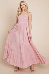 Bohemian Dream Pleated Backless Maxi Dress