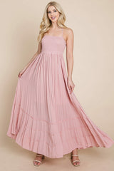 Bohemian Dream Pleated Backless Maxi Dress