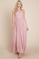 Bohemian Dream Pleated Backless Maxi Dress