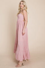 Bohemian Dream Pleated Backless Maxi Dress
