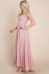 Bohemian Dream Pleated Backless Maxi Dress