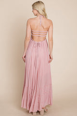 Bohemian Dream Pleated Backless Maxi Dress