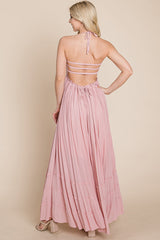 Bohemian Dream Pleated Backless Maxi Dress