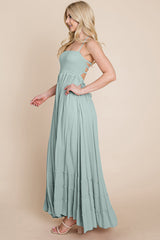 Bohemian Dream Pleated Backless Maxi Dress