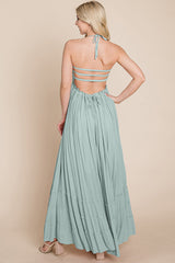 Bohemian Dream Pleated Backless Maxi Dress