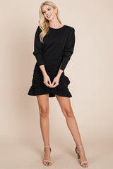 Elegant Ruched Frill Hem Mini Dress
