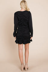 Elegant Ruched Frill Hem Mini Dress