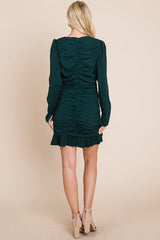 Elegant Ruched Frill Hem Mini Dress