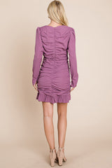 Elegant Ruched Frill Hem Mini Dress