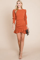 Elegant Ruched Frill Hem Mini Dress