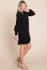 Elegant Ruffle Hem Linen Shirt Dress