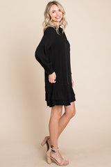 Elegant Ruffle Hem Linen Shirt Dress