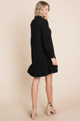 Elegant Ruffle Hem Linen Shirt Dress