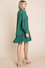 Elegant Ruffle Hem Linen Shirt Dress