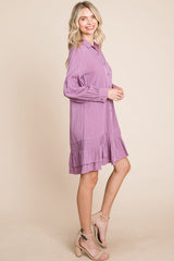 Elegant Ruffle Hem Linen Shirt Dress