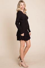Elegant Tiered Hem Smocked Sleeve Dress