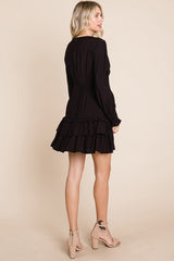 Elegant Tiered Hem Smocked Sleeve Dress
