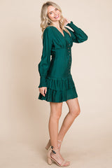 Elegant Tiered Hem Smocked Sleeve Dress