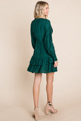 Elegant Tiered Hem Smocked Sleeve Dress