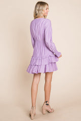 Elegant Tiered Hem Smocked Sleeve Dress