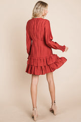 Elegant Tiered Hem Smocked Sleeve Dress