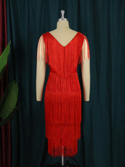 Vibrant Crimson Tassel Dress