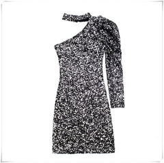 Sparkling Midnight One-Shoulder Dress
