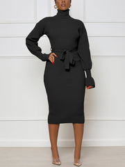 Cozy Chic Belted Knit Sweater Dress