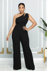 Sleek and Chic One Shoulder Wide Leg Jumpsuit
