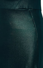 Luxurious Green Metallic Maxi Dress with Cut-Out Side Detail
