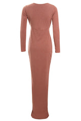 Rose Gold Glitter Twist Knot Maxi Dress