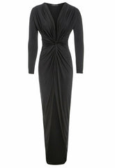 Elegant Noir Twist Front Dress
