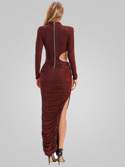 Seductive Sheath: Long Sleeve Cut Out Maxi Dress
