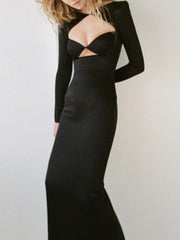 Seductive Sheath Cut-Out Long Sleeve Dress