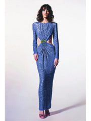 Sparkling Sequin Open Back Maxi Dress
