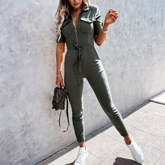 Seductive Zip-Up Office Chic Belted Jumpsuit Romper